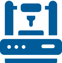 Icon of a blue 3D printer.